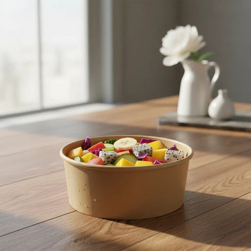 Bowl Kraft 26oz - 150x60mm Con Tapa  X 25 Unidades Kraft