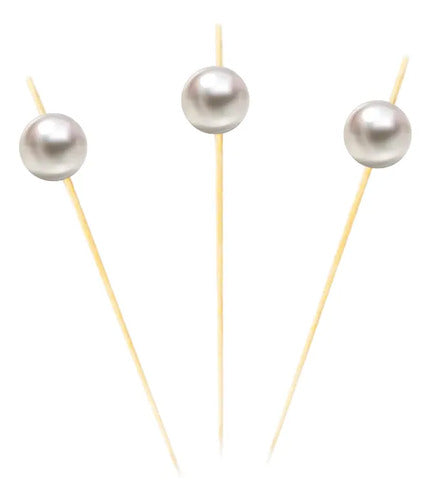 Pincho Palillo De Madera Perla Plateado X 100 Uds Plateado