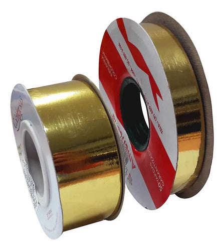 Cinta Dorada Decorativa Papel Para Moños 23 Metros X 5 Cm Dorado 5cm