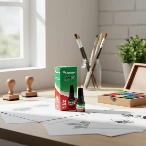 Tinta Negra Para Almohadilla O Sellos Penmax 24ml Negro