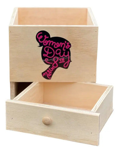 Caja Madera Para Regalo Ancheta Día De La Mujer 20x20x18cm Madera Día De La Mujer