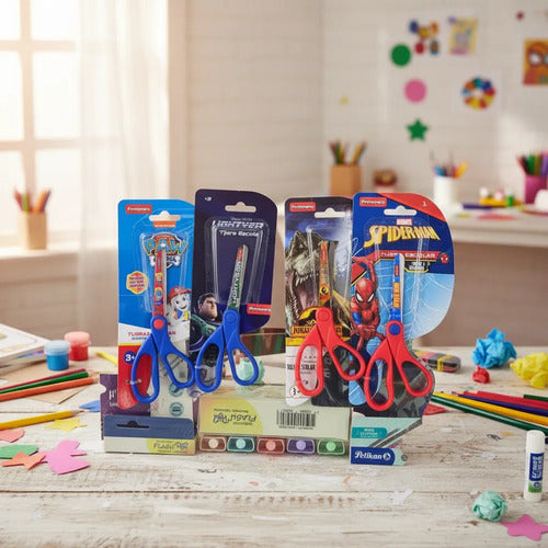 Tijeras Punta Roma Primavera Niños Estampada Personajes