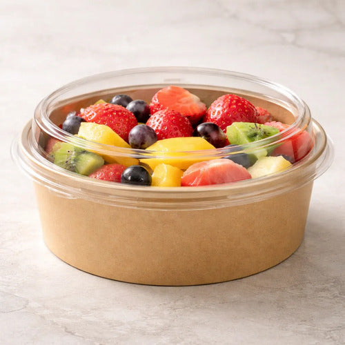 Bowl Kraft 16 Oz - 148x49mm Con Tapa  X 25 Unidades Kraft