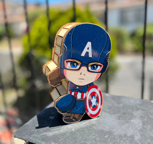 Caja Decorativa Forma De Capitan America Regalo 19x10x6cm  Mdf Capitán América