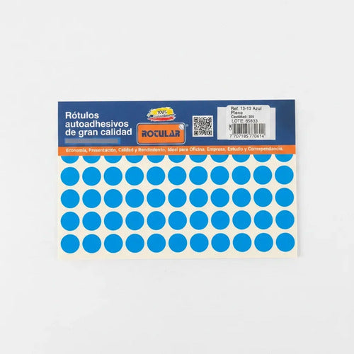Rotulo Adhesivo Redondo Azul 1.3 Cm X 308 Pcs  Azul