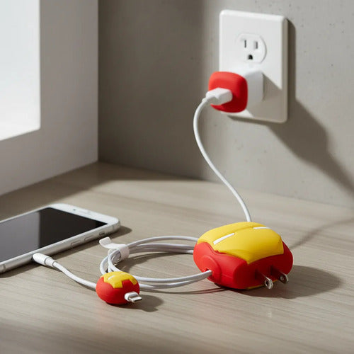 Protector Para Cable Iron Man iPhone 11 Pro, 12 Y 13 Rojo