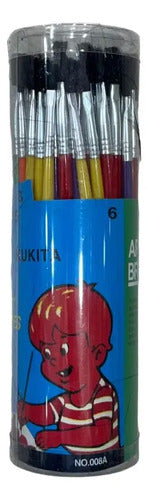Pinceles Cerda Redonda Del 1-6 Estuche X 72 Unidades  Negro