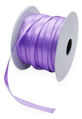 Cinta Lila Raso Tela Satín Moños 100 Mts X 7mm Lila