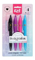 Boligrafo Retractil Kiut X 4 Colores Varios