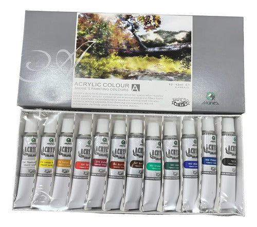 Pintura Acrílica Maries 12ml X 12 Colores X 12 Colores