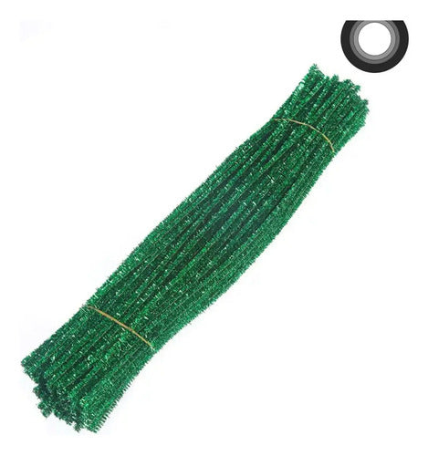Chelines Metalizados Color Verde 30cm X 100 Pcs