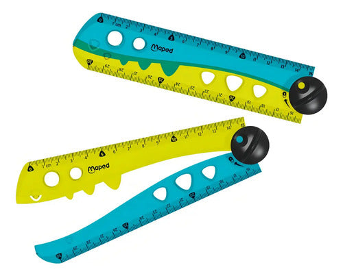 Regla Flexible Maped Croc Croc De Plástico Turquesa Y Amarillo 30 Cm