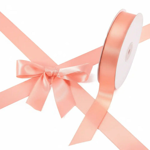 Cinta Salmon Raso Tela Satín Moños 2.5cm X 50 Metros Salmón