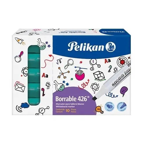 Marcador Borrable Pelikan Turquesa Caja X 10 - Ref. 426