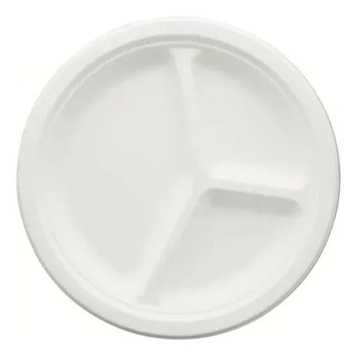 Plato En Pulpa De Papel 26cm | 3 Divisiones X 50 Unidades Blanco
