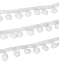 Cinta Bordada Con Pompones Blanco X 25 Mts Blanco
