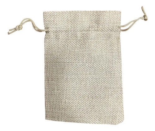 Bolsa De Yute Con Cierre 13x9 Cm - 12 Unidades Beige Yute