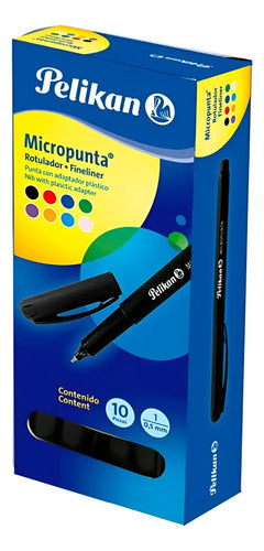Micropunta Pelikan Negro X 10 Unidades  Negro