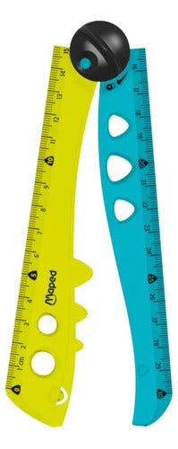 Regla Flexible Maped Croc Croc De Plástico Turquesa Y Amarillo 30 Cm