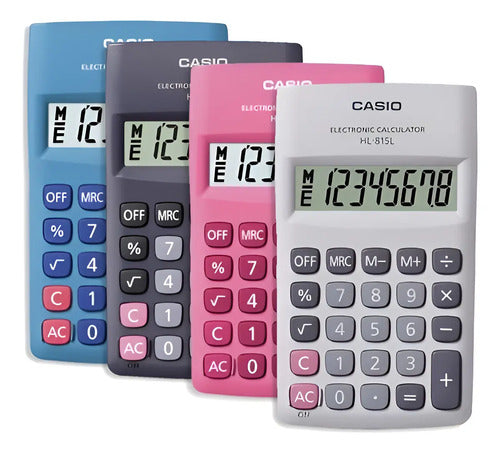 Calculadora Casio 8 Digitos Ref. Hl-815l Blanco, Rosado O Azul