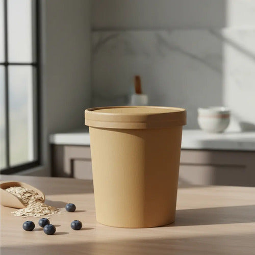 Tazón Desechable Kraft Con Tapa 32 Oz X 100 Unidades Kraft