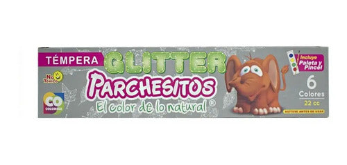 Tempera Glitter Parshesitos X 6 Colores 22ml/cu