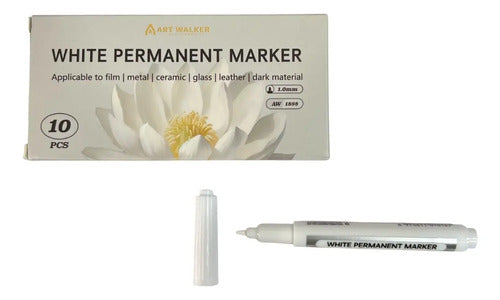 Marcador Permanente Blanco Punta Fina X 12 Unidades Celeste