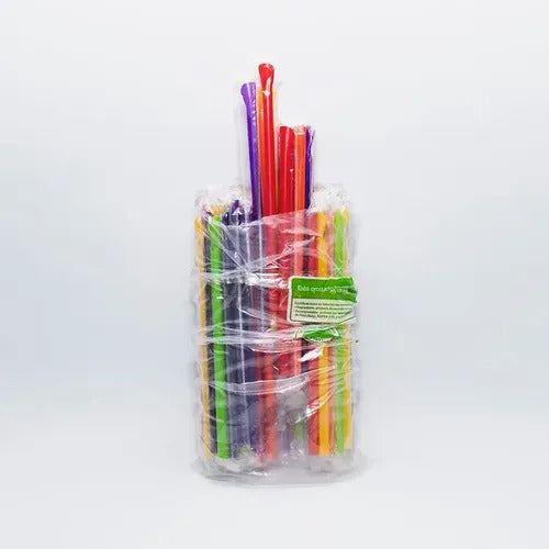 Pitillo Colores Con Cuchara Jumbo 7.3mm - 20cm X200 Unidades Surtido