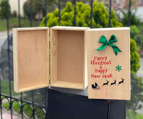 Caja De Madera Para Regalo Ancheta Navidad 35 X 21 X 14 Cm Madera