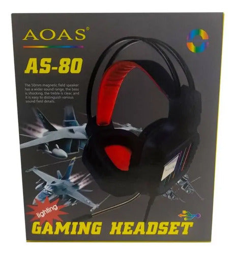 Audífono Diadema Con Microfono Gamer As-80 Marca Aoas Negro