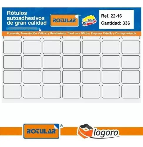 Rotulo Autoadhesivo Blanco 22-16mm X 336 Pcs - Ref. 22-16