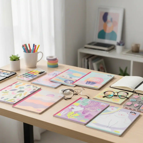 Cuaderno Stickers Cosido Cuadriculado 50 Hjs X 12 Unidades