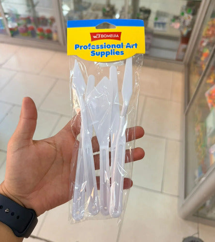 Set De Espátulas Plasticas Oleo Pintura X 5 Piezas Blanco