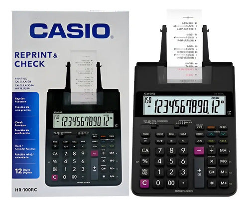 Calculadora Con Impresora Sumadora Casio Hr-100rc Negro