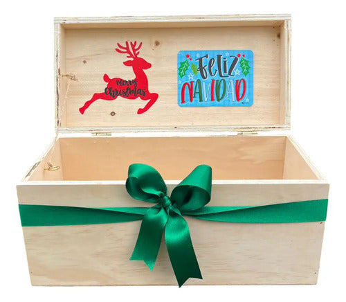 Caja Decorativa Cofre Madera Regalo Navidad 30x15x15 Cm Madera Navidad