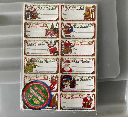 Tarjeta Adhesiva Navidad Grande Paquete X 108 Pcs