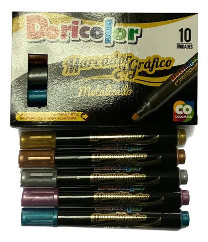 Marcador Gráfico Metlizado Doricolor X10 Unidades