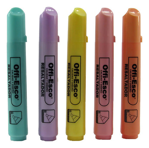 Resaltador Pastel Offi Esco Oe-540p 12 Colores Punta Biselada