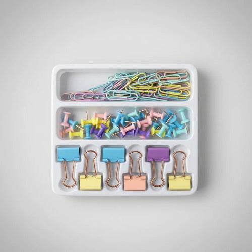 Kit De Oficina 3 En 1 Pastel (clip Ganchos Y Tachuelas) Pastel