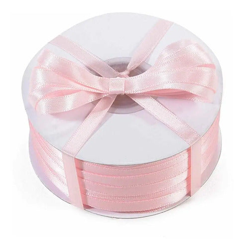 Cinta Rosada Raso Tela Satín Moños 100 Mts X 7mm Rosa