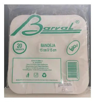 Plato Papel Ecológico Cuadrado Blanco 15cm X 100 Unidades Blanco