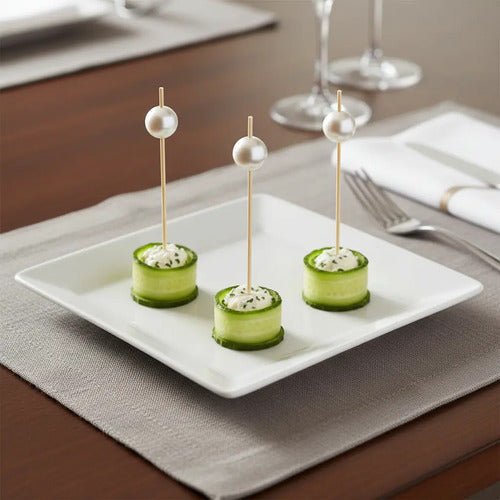 Pincho Palillo De Madera Perla Plateado X 100 Uds Plateado