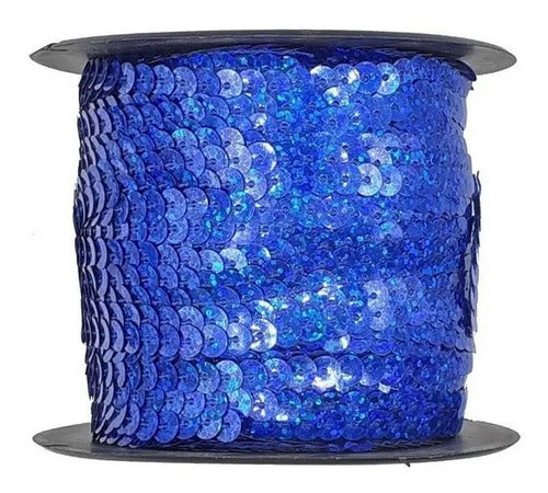 Rollo Cinta Azul Decorativa Lentejuelas X 90 Mts