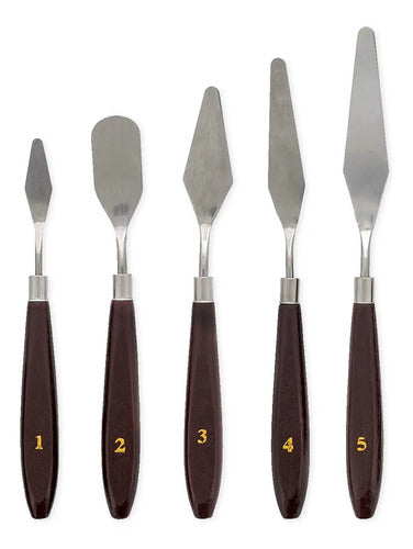 Set De Espátulas Acero Inoxidable Oleo Pintura X 5