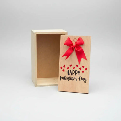 Caja Tapa Corrediza Madera Regalo San Valentín 25x15x9.5 Cm Madera