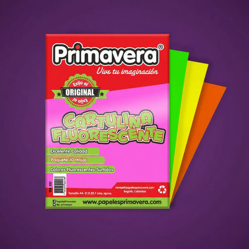 Cartulina Fluorescente Colores Surtidos 1/8 X 10 Unidades Surtido Fluorescente