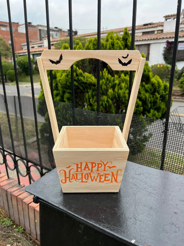 Caja Canasta Madera Halloween 13x13x25cm Madera 13x13x25 Cm