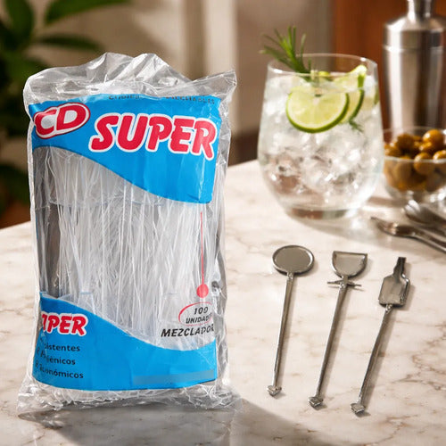 Mezclador Plastico Coctel X 500 Unidades Transparente