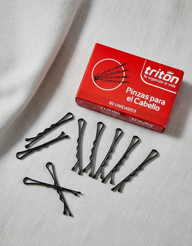Pinza O Gancho Para El Cabello Triton X 80 Unidades Negro