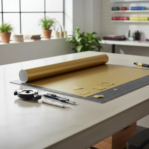 Vinilo Adhesivo Dorado Mate 100 X 60 Cm Dorado